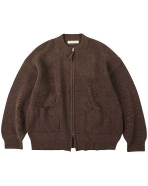 FRIZMWORKS Wool Deck Zip Up Cardigan - Brown