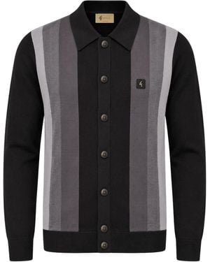 Gabicci Pedro Long Sleeve Button Thru Knit Polo - Black