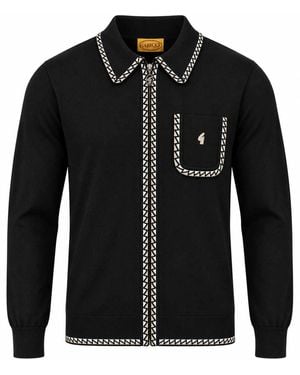 Gabicci Nick Long Sleeve Zip Thru Knit - Black