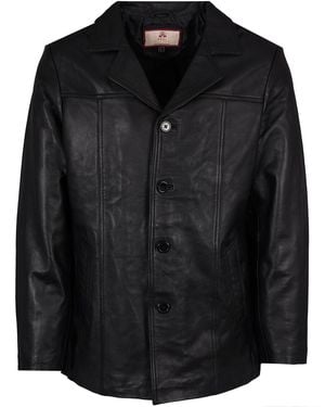 real hoxton Leather Reefer Jacket - Black