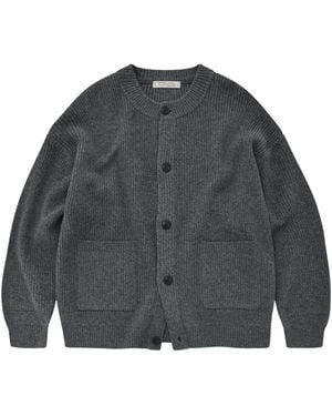 FRIZMWORKS Heavy Wool Round Cardigan - Grey