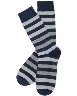 Stuarts London Brian Oak Block Stripe Socks - Blue