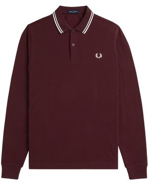 Fred Perry M3636 Twin Tipped Long Sleeve Polo Shirt - Red