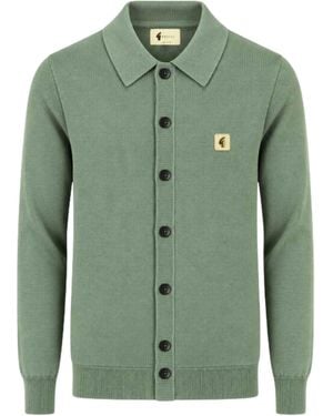 Gabicci Azima Long Sleeve Plain Knit Button Thru - Green