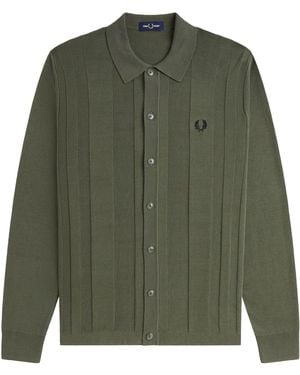Fred Perry K9726 Button Through Knitted Shirt - Green