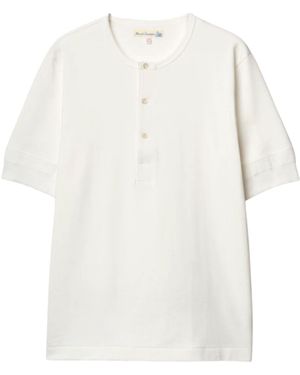 Merz B. Schwanen 207 Loopwheeled Classic Fit Midweight Short Sleeve Henley - White