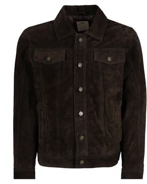 real hoxton Suede Trucker Jacket - Black