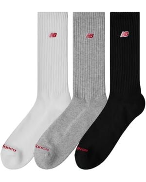 New Balance Patch Logo Crew Socks 3 Pack - Grey