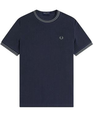 Fred Perry Ribbed Jersey T-Shirt - Blue