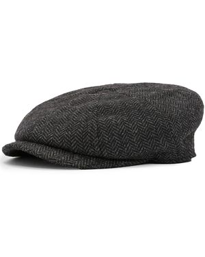 Barbour Fyne Tweed Baker Boy Cap - Black