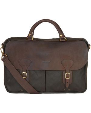 Barbour Wax Leather Briefcase - Brown