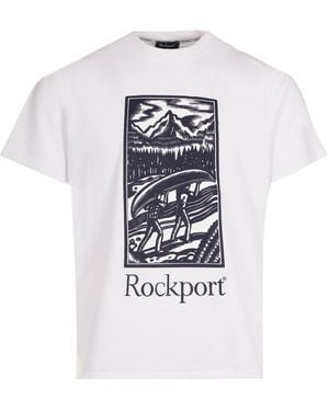 Rockport Archive Hampshire Block Print Logo Crew Neck T-Shirt - White