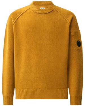 C.P. Company Chienille Cotton Knitwear Crewneck Jumper - Yellow