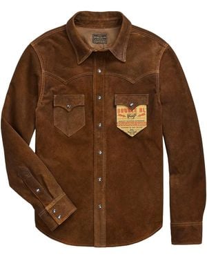 RRL Roughout Suede Western Overshirt - Brown