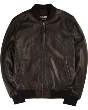 Schott Nyc Leather Bomber Jacket - Black