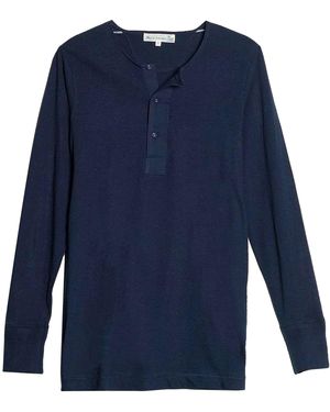 Merz B. Schwanen Button Facing Long Sleeve T-Shirt - Blue