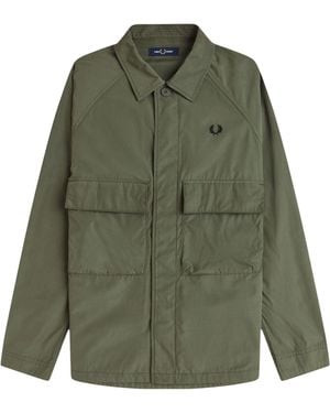 Fred Perry Raglan Utility Overshirt - Green