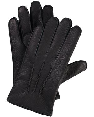 Dents Cashmere-Lined Deerskin Leather Gloves - Black