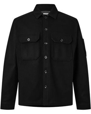 C.P. Company Felted Wool Lens Button Overshirt - Black