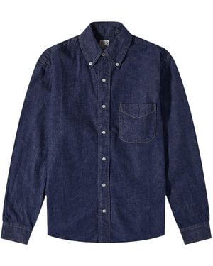 Orslow Button Down Denim Shirt - Blue
