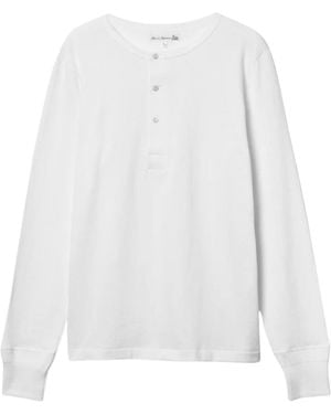 Merz B. Schwanen 2M06 Vintage Machine Refined Classic Fit Long Sleeve Henley - White