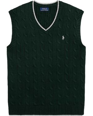 Polo Ralph Lauren Cable-Knit Cotton Sleeveless Jumper - Green
