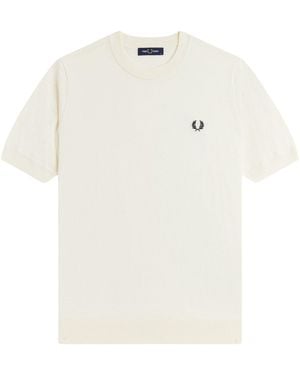 Fred Perry Long Staple Cotton Knitted T-Shirt - White