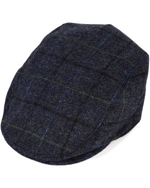 Dents Moon Tweed Flat Cap - Blue