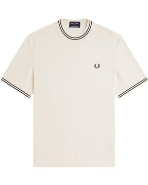Fred Perry Ribbed Jersey T-Shirt - Natural