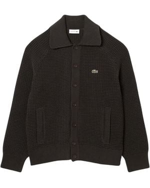 Lacoste Chunky Knit Cardigan - Black
