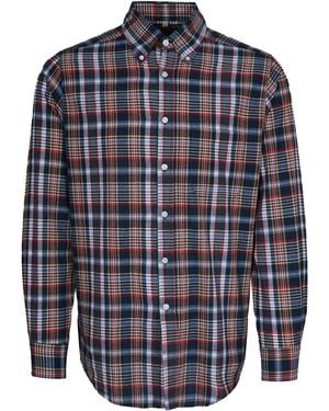 Stuarts London Madras Classics Long Sleeved Shirt - Blue