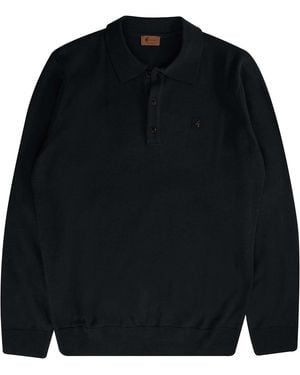 Gabicci Francesco L/S Knit Polo Shirt - Black