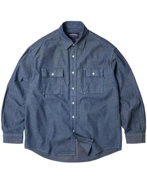 FRIZMWORKS Cigarette Pocket Chambray Shirt - Blue