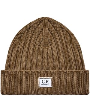 C.P. Company Extrafine Merino Wool Knit Cap - Brown