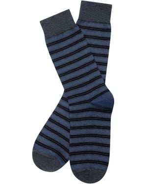 Stuarts London Brian Oak Striped Socks - Blue