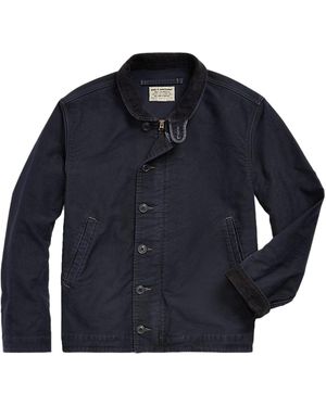 RRL Corduroy-Collar Cotton Bower Deck Jacket - Blue