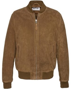 Schott Nyc Suede Bomber Jacket - Brown