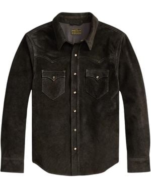 RRL Suede Western Shirt Jacket - Black