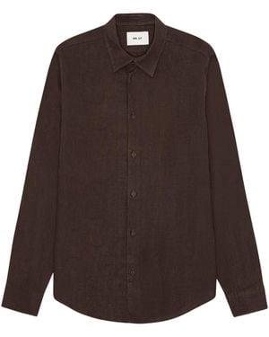 NN07 Enzo Classic Collar Linen Shirt - Brown