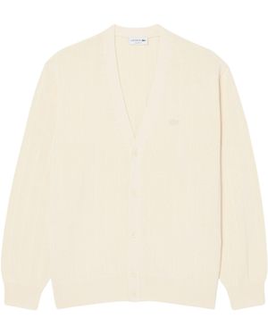 Lacoste Rib Knit Cardigan - Natural