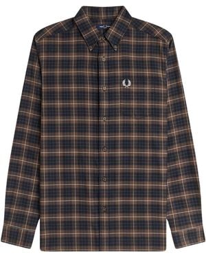 Fred Perry Brushed Twill Tartan Shirt - Black