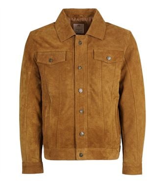 real hoxton Suede Trucker Jacket - Brown