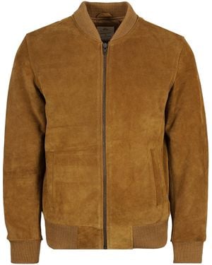 real hoxton Suede Bomber Jacket - Brown