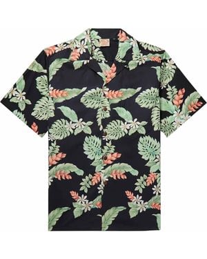 Go Barefoot Convertible-Collar Printed Cotton Shirt - Green