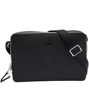 Lacoste Chantaco Piqu Leather Reporter Bag - Black