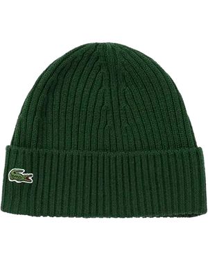 Lacoste Ribbed Wool Beanie - Green