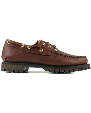 Yuketen Hex Eye Boat Shoes - Brown