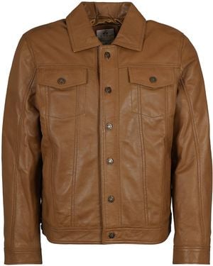 real hoxton Leather Trucker Jacket - Brown