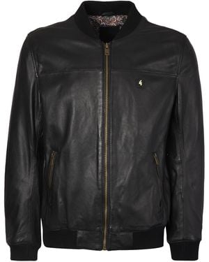 Gabicci Leather Bomber Jacket - Black
