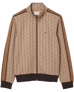 Lacoste Paris Zip-Up Jacquard Track Jacket - Brown